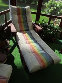 Vintage red wood patio furniture, all in excellent condition