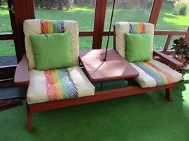 Vintage red wood patio furniture, all in excellent condition