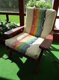 Vintage red wood patio furniture, all in excellent condition