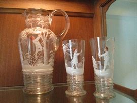 Antique Mary Gregory blown glass set