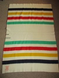 Vintage 1 1/2 black point Hudson's Bay wool blanket.  58" x 39"
