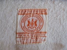 Vintage 1 1/2 black point Hudson's Bay wool blanket.  58" x 39"