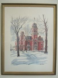 Vintage Iowa Governors mansion watercolor litho by Paul N. Norton