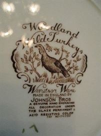 Johnson Brothers Windsor Ware, "Wild Turkeys - Native American", 52 piece china set 