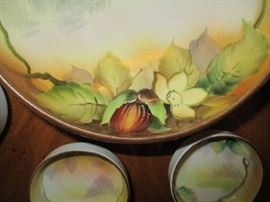 Antique 7 piece raised detail Nippon nut bowl set