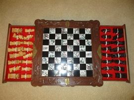 Vintage hand carved Chinese chess set