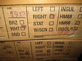 Five new Hurd windows.  Four in cartons, 19" x 27"