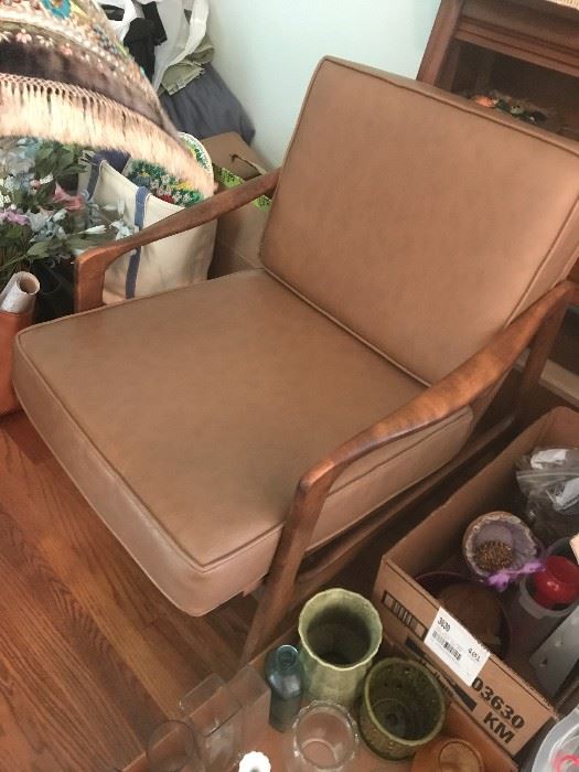 Leather (or vinyl - I need to get a better look) Mid Century Armchair
