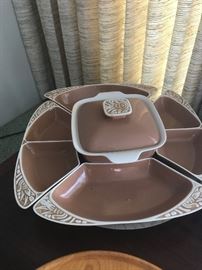 Vintage California Pottery snack dip tray