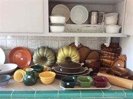 Vintage Bauer and Franciscan california Pottery - Monkey Pod Wood