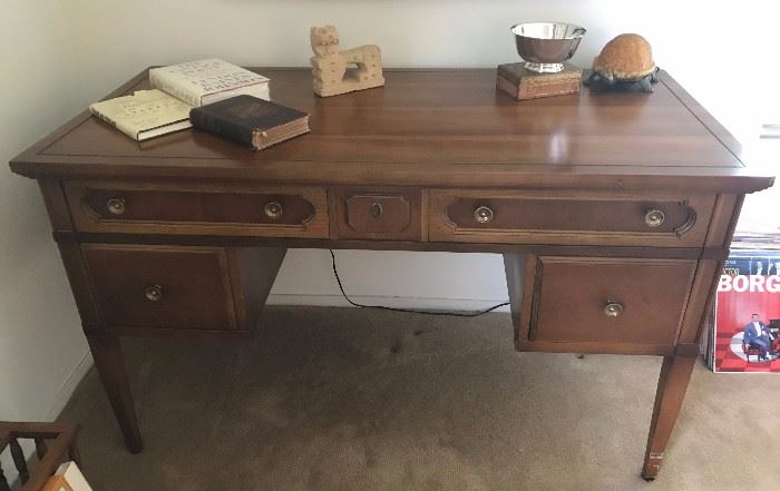 Mary Jane's really wonderful walnut desk is the perfect  size 