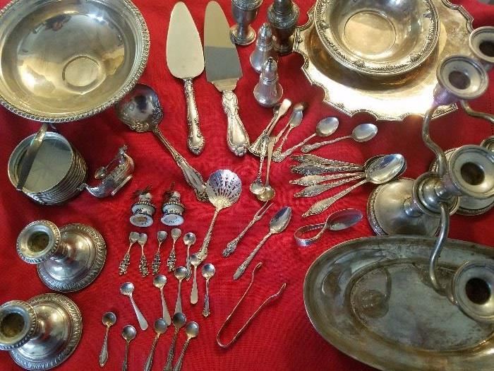 Mostly Sterling with few pieces plated
