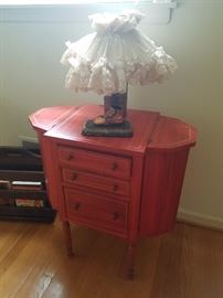 Martha Washington Sewing Stand painted Red