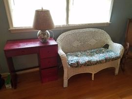 Another Wicker Settee and painted desk