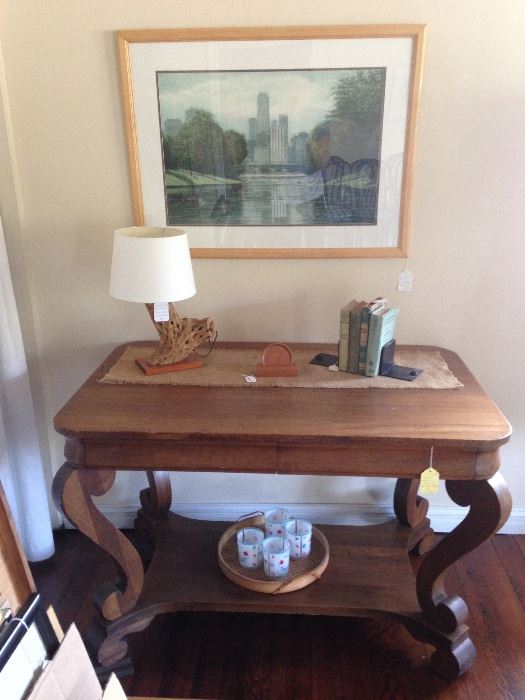 Library table with hidden drawers (Excluded from discount) Chicago Art, Cactus lamp, home decor