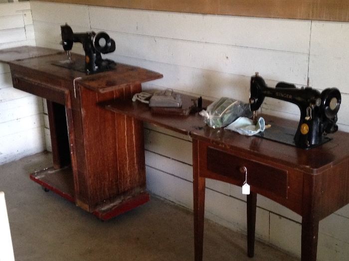 2 vintage electric Singer sewing machines