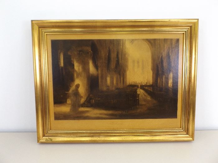 Antique Framed Print "The Presence" by A.F. Borthwick

