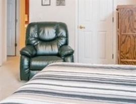 green leather match recliner