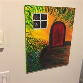 Hand painted oil painting great for patio or backyard art