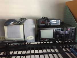 electronics.  vintage tv/radio, clock radio, computer speakers