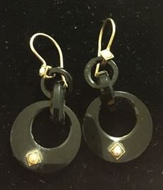 Vintage gold, sea pearl, and bakelite earrings