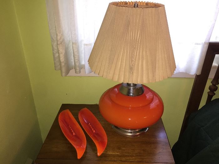 Haeger ashtrays and an orange lamp!