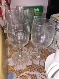 Vintage United Airlines first class glasses