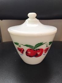 Vintage Fire King grease jar with lid