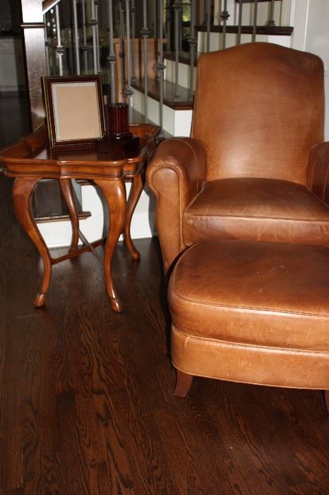 Ethan Allen leather recliner with ottoman