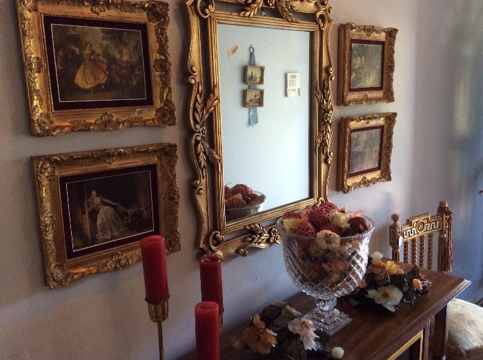 Lovely gilded art and mirrors