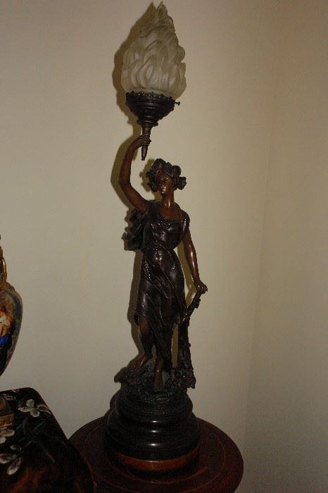 Rare Brass Victorian Newell Lamp