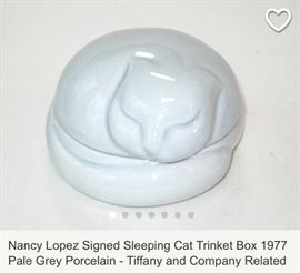 Nancy Lopez Signed Sleeping Cat Trinket Box