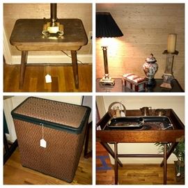 Vintage Clothes Hamper, Bar Tray