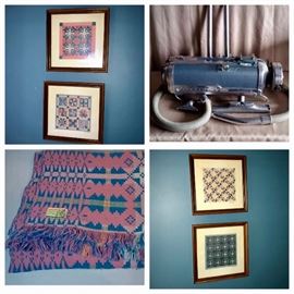 Vintage Brynkir of Wales Wool Double Sided Bed Cabin Throw Blanket, Quilt Art Squares - Bev Lohr