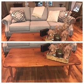 Brand New Upholstered Sofa- still has tags attached, Gate Leg Dropleaf Vintage Table