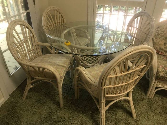 #2	Glass Top Rattan Table 4 chairs  42x28	 $125.00 	