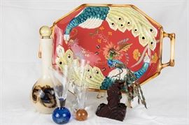 - Peacock Serving Tray and Hand Blown Glass Pieces  http://www.ctonlineauctions.com/detail.asp?id=629715