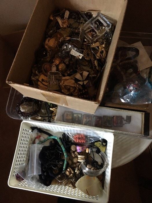 Boxfuls of quality costume jewelry in the Living Room!
