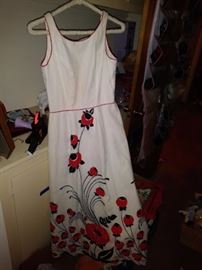 Vintage whit and red floral dress.