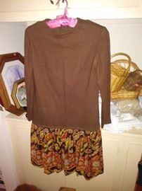 Vintage brown and paisley dress.