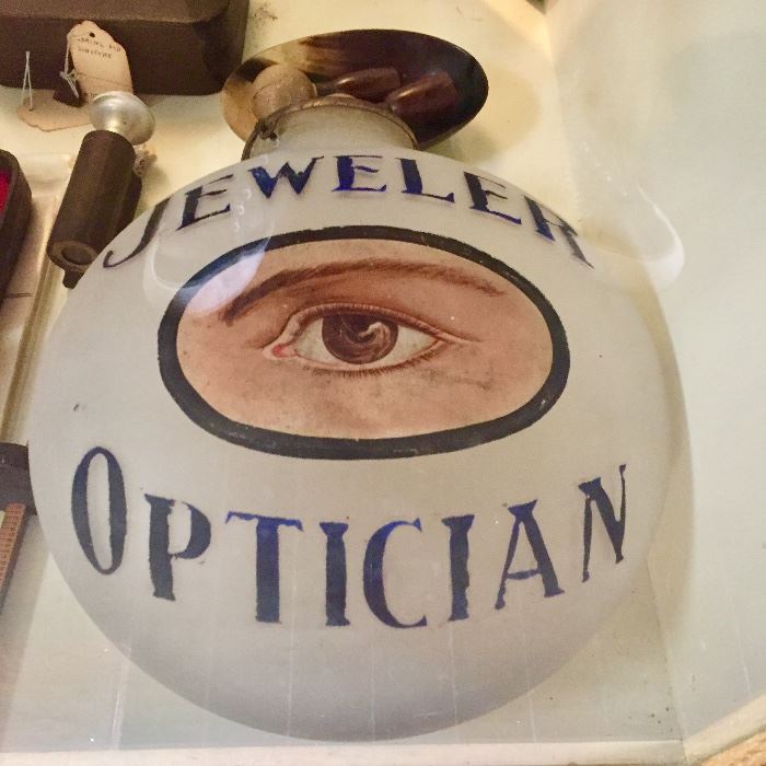 Antique jeweler Optician glass advertising globe