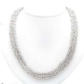 Sterling Silver Multi-Strand Byzantine Chain Necklace