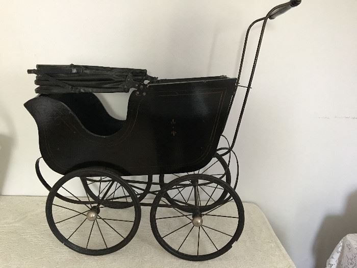 Wood & Metal Baby Buggy (vintage)