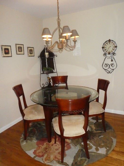 Kitchen table and chairs 48 inch round glass top 