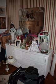 White Wicker Dresser and Loads of Decorative