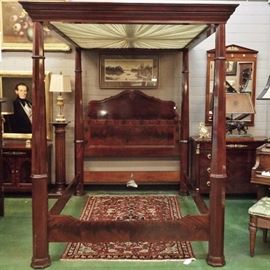 Queen-sized 4-poster Canopy Bed, Antique Victorian, Mahogany