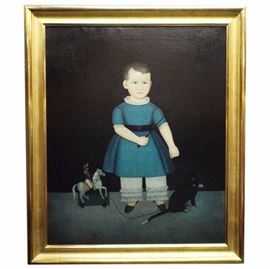 Folk Art Portrait of a child, unsigned, attributed to Calvin Bailis