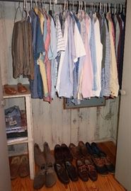 Men's clothing, size large, shoes size 11 medium.