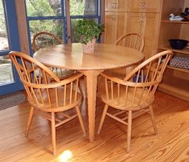 Maple round table with bentwood chairs