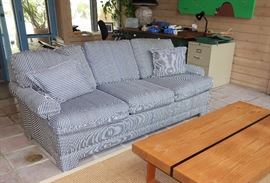 Navy and white stripe sleeper sofa